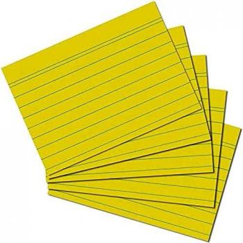 Exacompta 38089SB Pack of 100 Bristol cards under film 5 x 7.4 cm lined non perforated Yellow