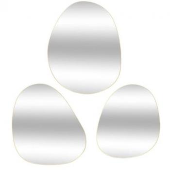 Set de 3 Miroirs Organiques Lida Décoratifs Or Haute Qualité Installation Facile