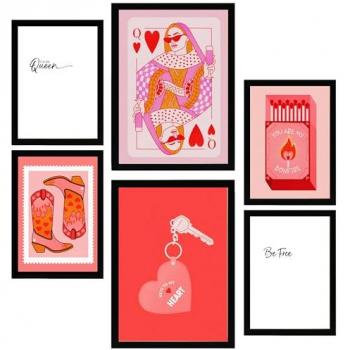 Diseño Rosa Chic: Set de 6 Posters
