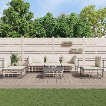 Conjunto de Móveis de Jardim 6 Peças com Almofadões Antracite vidaXL