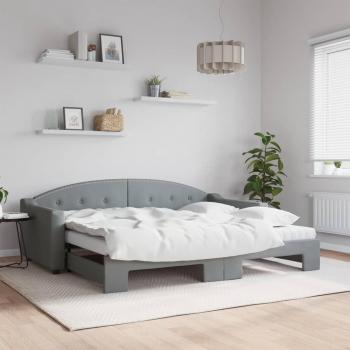 VidaXL Ausziehbares Tagesbett mit Matratze in Hellgrau 90x200 cm