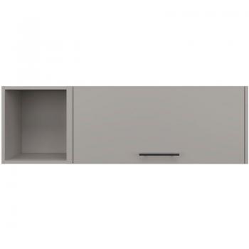 Archivador de pared en melamina gris con estantes y puerta abatible