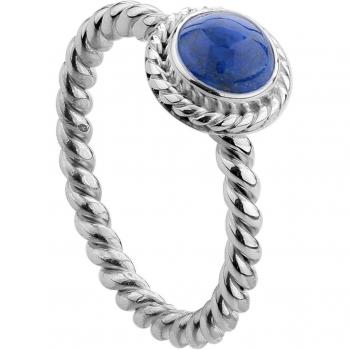 Nenalina Damenring aus 925 Sterling Silber mit 6 mm blauem Lapis Lazuli, handgearbeitet, Gr. 52-212999-003-52