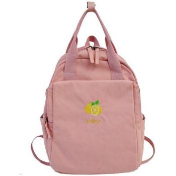 Solid Color Fruit Embroidery Backpack for Girls