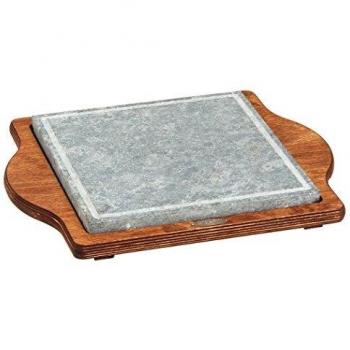 Pietra Ollare Quadrata 25x25 cm con Base in Legno