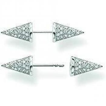 Thomas Sabo Earrings, Silver Stud, Zirconia Stones, Gray, Female, Size: ONE SIZE