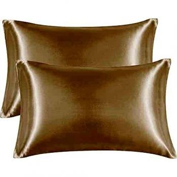 EHEYCIGA Envelope Closure Soft Satin Pillow Cases (Beige)