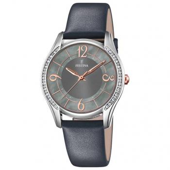 Festina Analog Uhr für Damen, Lederarmband, Code F16944/B