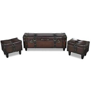 VidaXL Set di panchine da stoccaggio 3 pezzi marroni