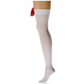 Leg Avenue Kostüm Zubehör Halterlose Strümpfe weiß-rot