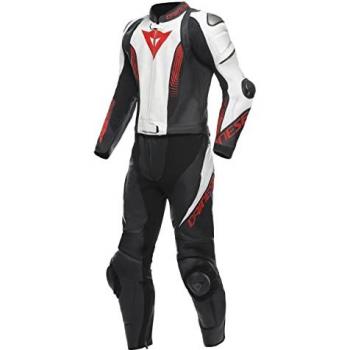 Dainese Laguna Seca 5 Costume en cuir de moto 2 pièces Noir Blanc Rouge 60