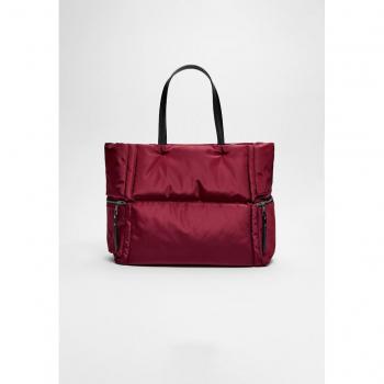 Stradivarius Borsa Shopper in Tessuto Granato Cerniera