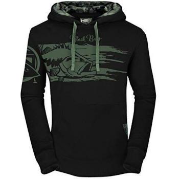 HOTSPOT DESIGN Sweatshirt à Capuche Black Bass, XL, Noir, Détails Camouflage