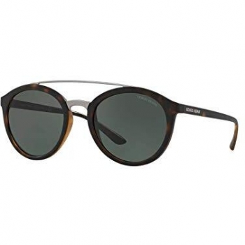 Giorgio Armani AR 8083 Matte Dark Havana/Grey Green Round Sunglasses for Women