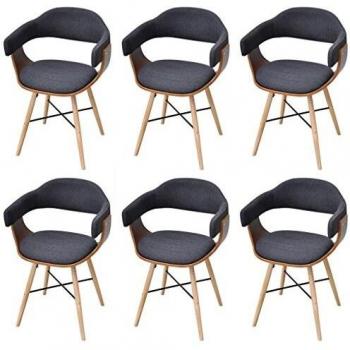 VidaXL Set di 6 Sedie da Pranzo Grigio Scuro in Legno Curvo