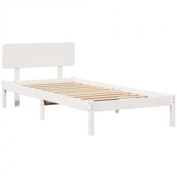 VidaXL Letto con Testiera Bianca 100x200 cm Legno Massello di Pino
