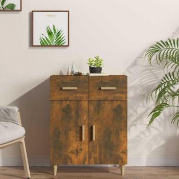 Buffet bas chêne fumé 70x89 cm – deux portes et deux tiroirs, construction bois d’ingénierie