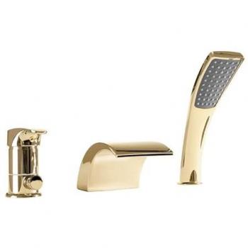 Robinet de baignoire REA Riven Gold trois pièces, or brillant, bec 14 cm