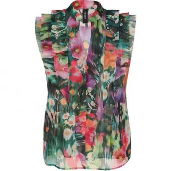 Marc Cain Damen Bluse Dunkelgrün mit Volants, Größe 40
