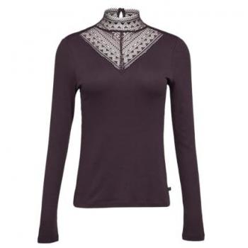 QS Damen-Langarmshirt Lila, Stehkragen, XXL