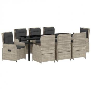 VidaXL Ensemble de salle à manger de jardin 9 pièces gris clair poly rattan 3380980