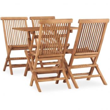 Folding 5-Piece Teak Patio Dining Set