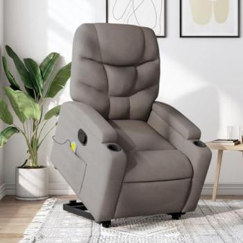 Sillón reclinable con masaje y elevación en gris taupé