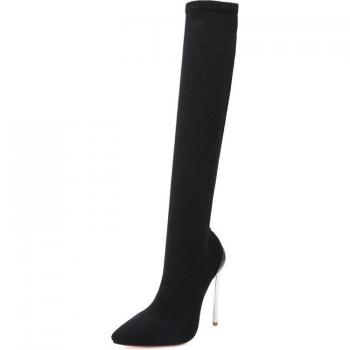 Botas Tacón Largo 13 cm con Tejido de Lana