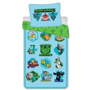 Minecraft Kinderbettwäsche weiche Baumwolle 70 × 90 cm, Kissen & Decke