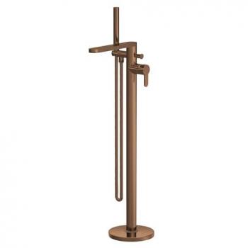 Brushed Bronze Round Freestanding Bath Shower Mixer Tap with Kit