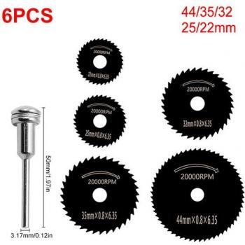 6Pcs Mini HSS Cutting Discs with Extension Rod for Rotary Tools