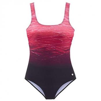 LASCANA Badeanzug Damen Gr. 46, Cup F, rot mit Shaping-Effekt