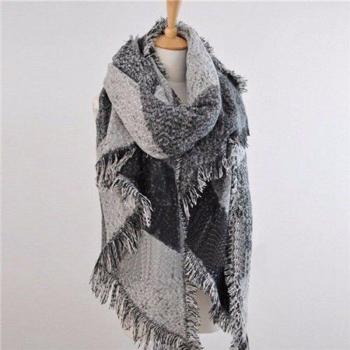 Soft and Warm Women's Plaid Cashmere Wool Blend Scarf