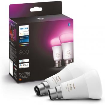 Pack de 2 ampoules LED connectées Philips Hue White et Color Ambiance 10W B22 Bluetooth