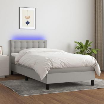 90x200 cm Gray Lova Pillow Mattress with LED, Springs, Padding