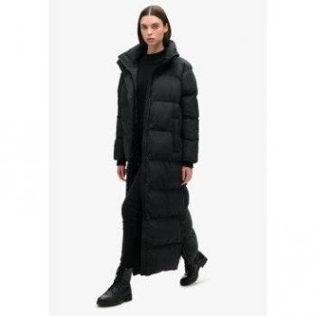 Superdry Recycled Polyester Longline Black Puffer Jacket Female XL