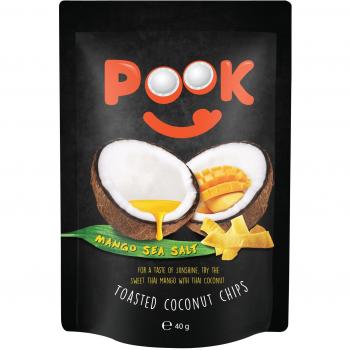 Pook Coconut Chips Mango with Sea Salt Seasoning, 6-Pack (6 x 40g)