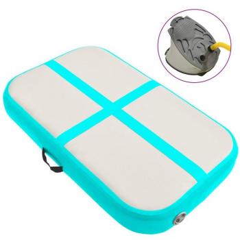 PVC Inflatable Gymnastics Mat with Pump 60x100x10 cm Green