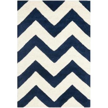 Tapis Tufté Safavieh CHT715C 60x91 cm Bleu Foncé/Ivoire