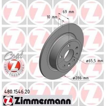 Disque de frein ZIMMERMANN 286 10 7/5 5 110 plein revêtu 480.1546.20