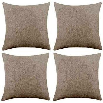 Deconovo Square Linen Pillow Covers, Light Flax, 16