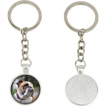 Art-Dog Silver Bulldog Keychain with Custom Photo
