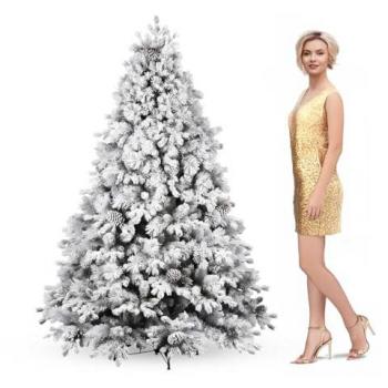 Árbol de Luces Frankystar Luna 1517 Ramas, Nieve y Piñas Ø122x180cm