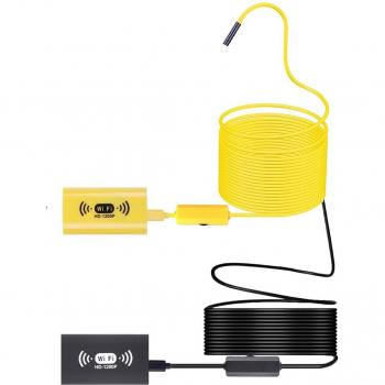 Endoscope numérique portable 8 mm, étanche IP68, Wi‑Fi, 2 MP HD – Noir et Jaune