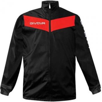 Givova Scudo Youth Rain Jacket – Black & Red, 8-10 Years