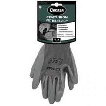 Guantes de trabajo Cegasa Centurion nitrilo/nylon gris talla 7 pequeña sin costuras 327098