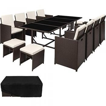 Housse de Protection pour Ensemble Salon de jardin en Résine Tressée Poly Rotin Table Set 8+1+4