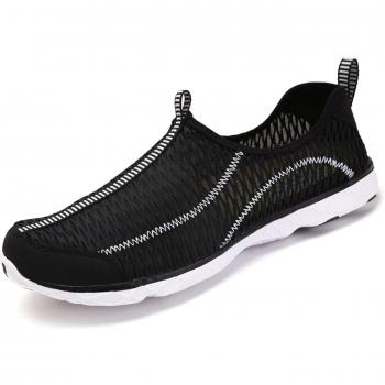 SAGUARO Badeschuhe Wasserschuhe Mesh Schnell Trocknend Aqua Slip on Schuhe Sommer Strandschuhe Surfschuhe Wanderschuhe für Unisex Damen Herren (Schwarz, 39)