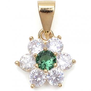 Ciondolo 'Fiore di Cristallo' Placcato Oro Bianco e Verde 10 mm