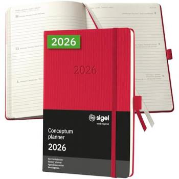 Conceptum Rot 2026 Buchkalender – SIGEL, DIN A5